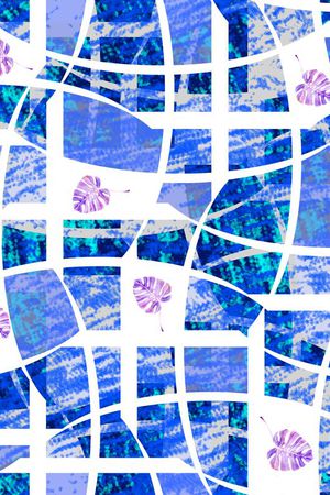 芭蕉叶几何虚拟色块印花华亿平台图片