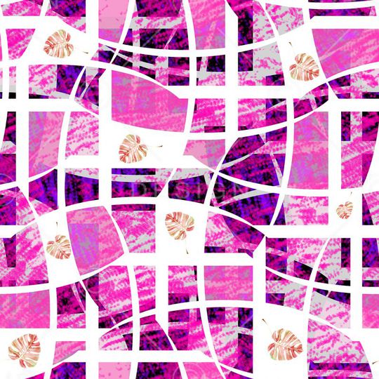 芭蕉叶几何虚拟色块印花华亿平台图片