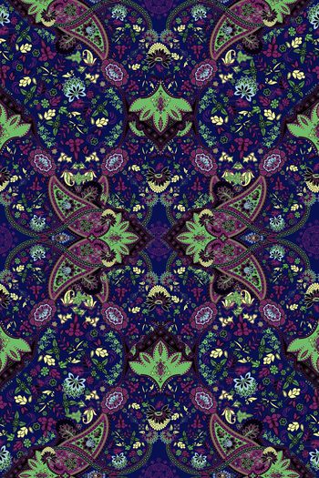 673733-民族风与佩斯利系列2 宝蓝底