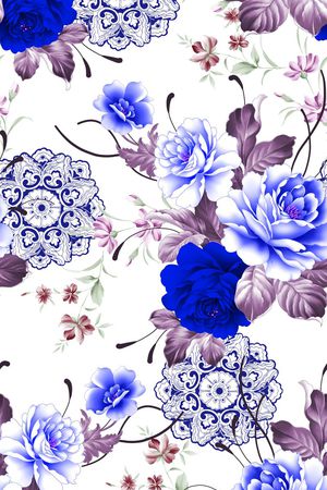 中国风花卉印花华亿平台图片