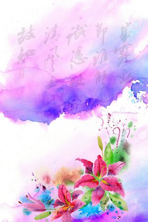 水墨花卉印花华亿平台图片