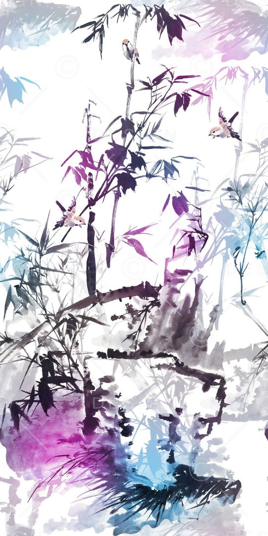 水墨画印花华亿平台图片