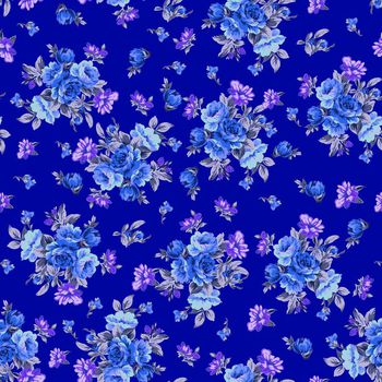 674140-睡衣花卉黑蓝