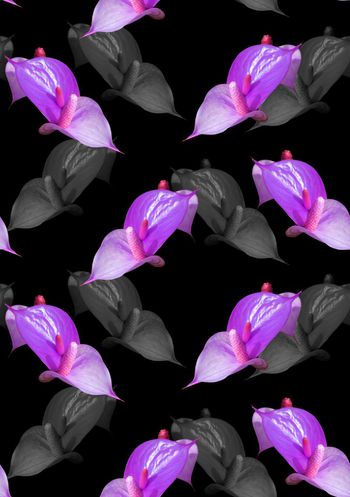 674248-时尚黑底热带小花-2