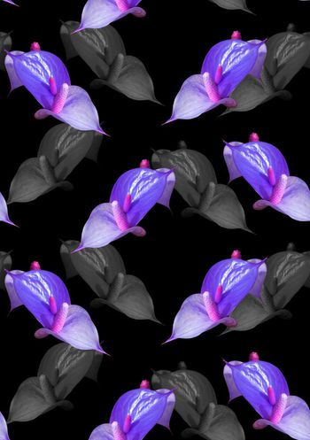 674249-时尚黑底热带小花-3