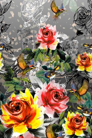 水彩花卉印花华亿平台图片