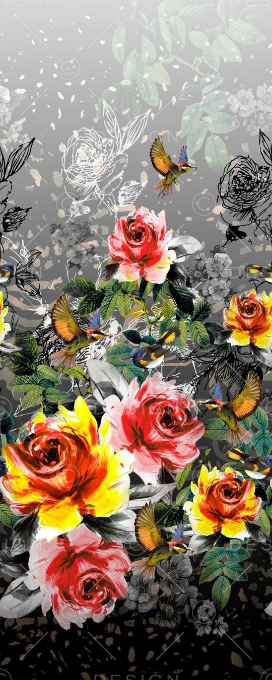 水彩花卉印花华亿平台图片