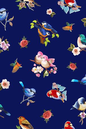 花鸟印花华亿平台图片