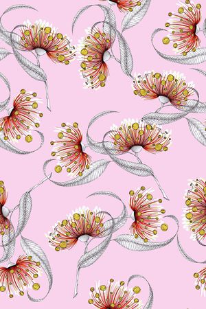 抽象手绘满版花卉印花华亿平台图片