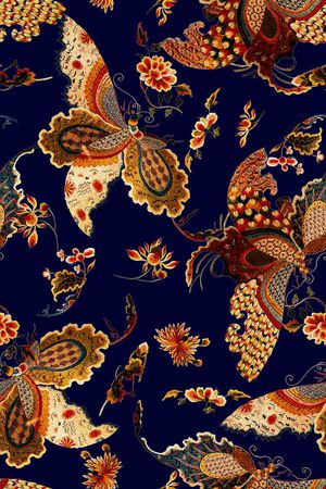 时尚潮流女装蝴蝶绣花数码印花印花华亿平台图片