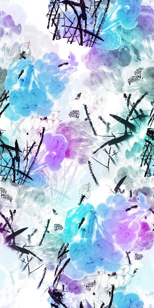 水墨画印花华亿平台图片