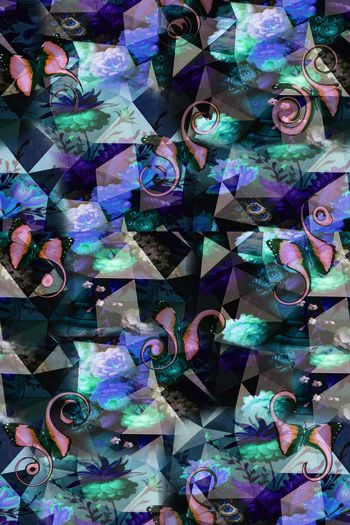 674709-花卉几何配创意蝴蝶