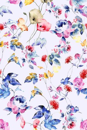 水彩花卉印花华亿平台图片