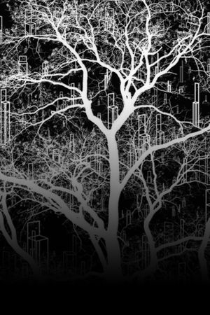 抽象树木和建筑几何印花华亿平台图片