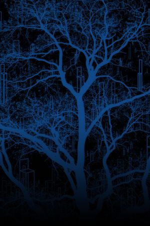 抽象树木和建筑几何印花华亿平台图片