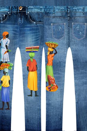 定位牛仔裤印花华亿平台图片