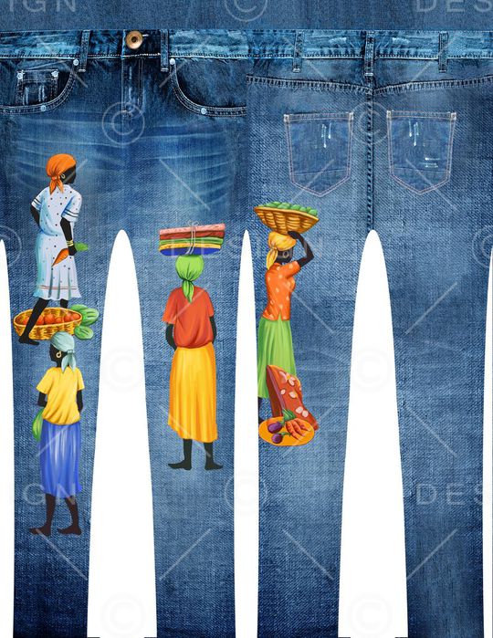 定位牛仔裤印花华亿平台图片