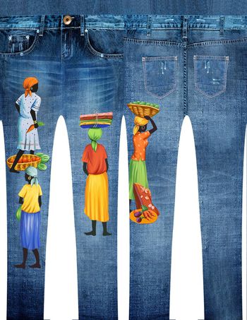 定位牛仔裤印花华亿平台图片