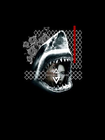 675429-原创最新纪梵希风格鲨鱼人物肖像花卉