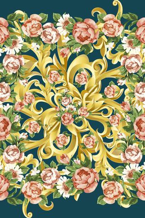 欧式卷草印花华亿平台图片