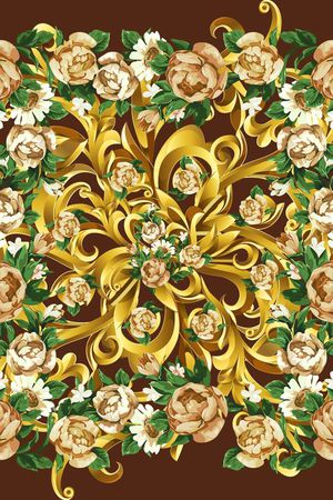 欧式卷草印花华亿平台图片