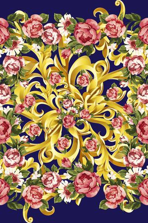 欧式卷草印花华亿平台图片