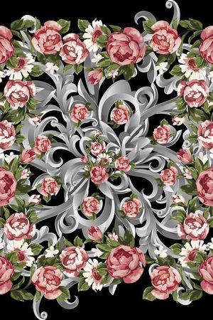 欧式卷草印花华亿平台图片