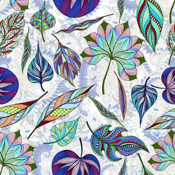 675504-民族树叶卷草纹花卉蓝