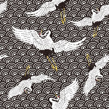 675557-密集祥云丹顶鹤