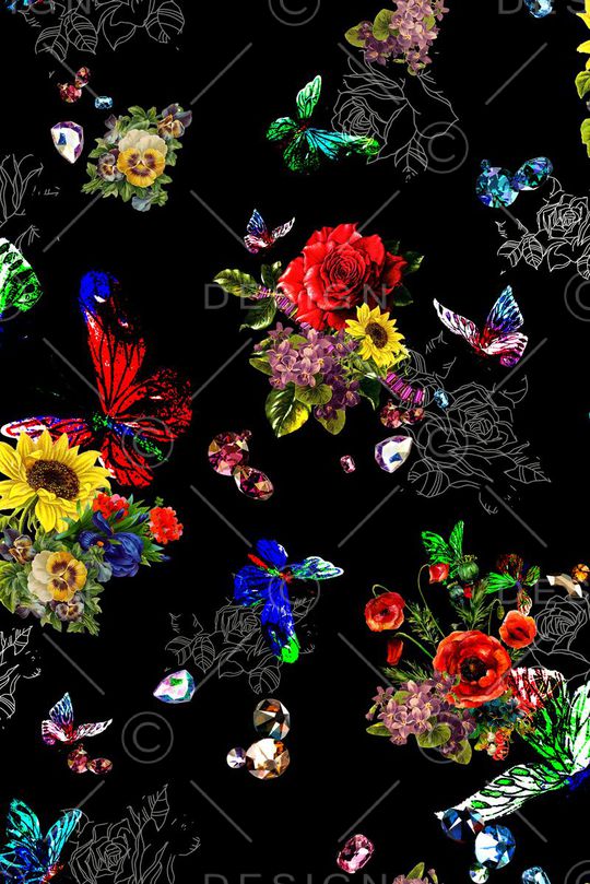 蝴蝶印花华亿平台图片