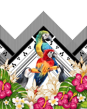 热带植物印花华亿平台图片