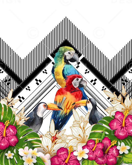 热带植物印花华亿平台图片