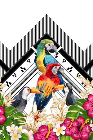 热带植物印花华亿平台图片