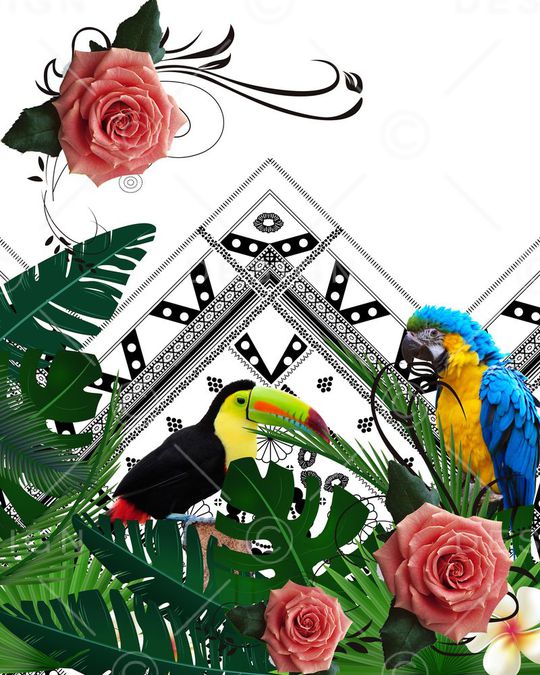 热带植物印花华亿平台图片