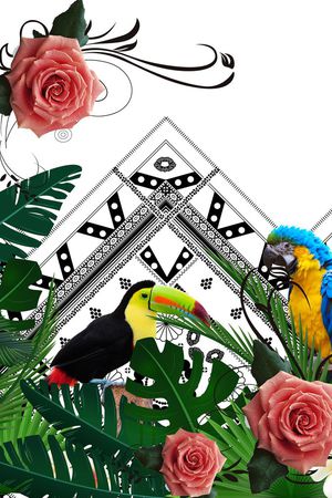 热带植物印花华亿平台图片