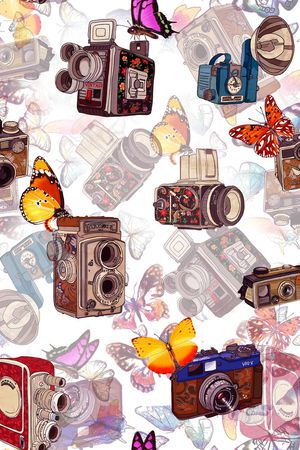 手绘时尚花鸟印花华亿平台图片