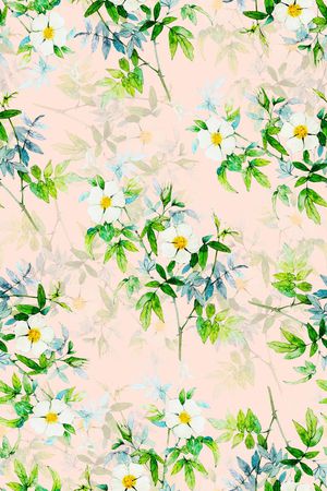 时尚抽象手绘女装植物水彩画数码印花印花华亿平台图片