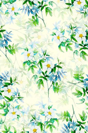 时尚抽象手绘女装植物水彩画数码印花印花华亿平台图片