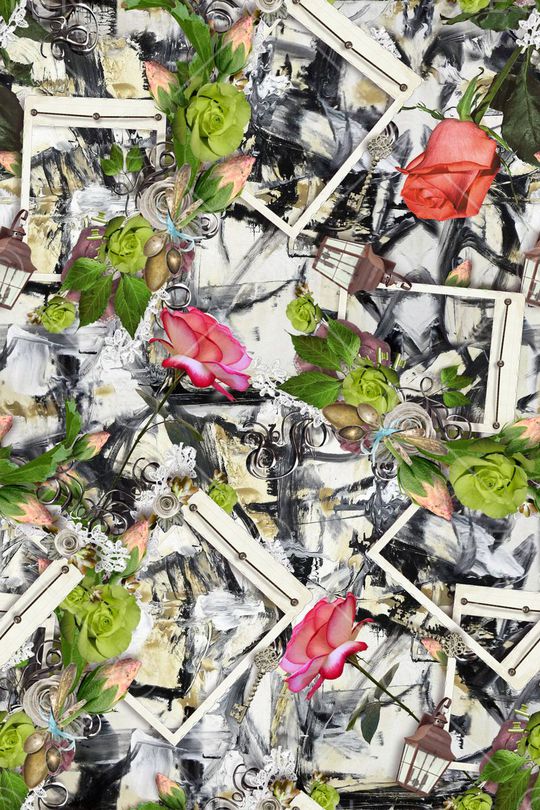 手绘花卉印花华亿平台图片