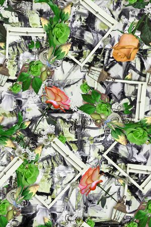 手绘花卉印花华亿平台图片