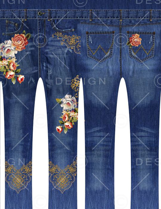 定位牛仔裤印花华亿平台图片