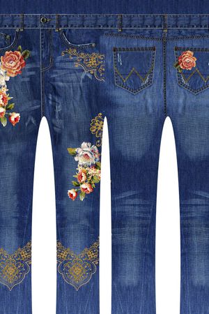 定位牛仔裤印花华亿平台图片