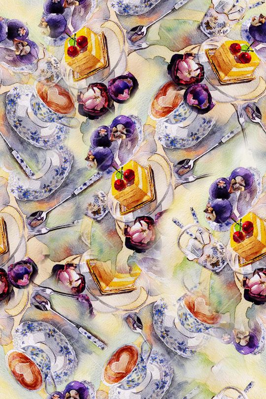 抽象水彩花卉印花华亿平台图片