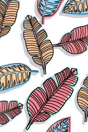 热带、树叶、手绘印花华亿平台图片