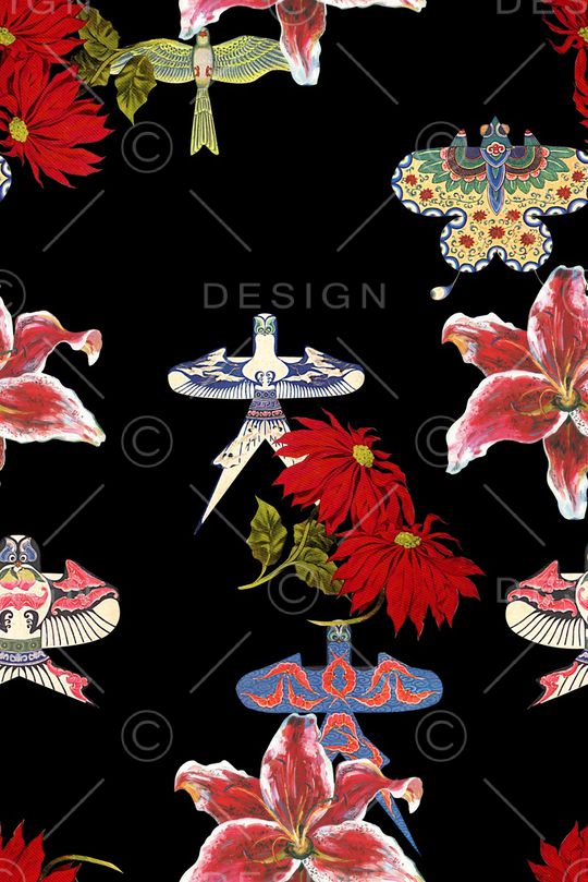 时尚潮流手绘花卉数码印花印花华亿平台图片