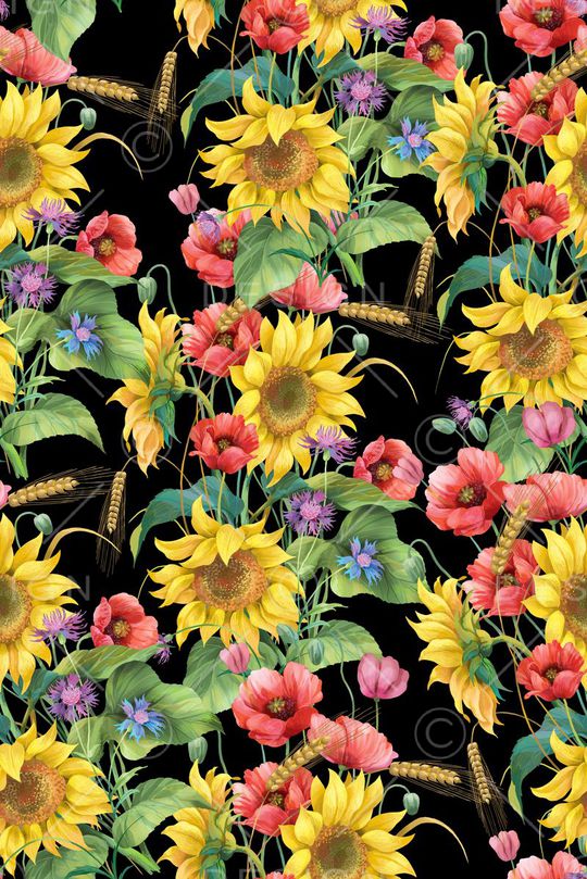 罂粟花印花华亿平台图片