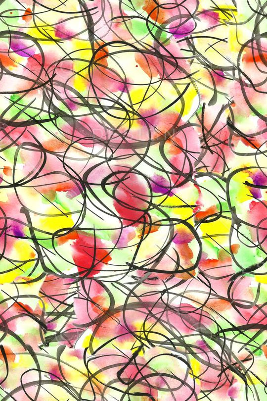 手绘线条印花华亿平台图片