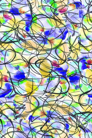 手绘线条印花华亿平台图片