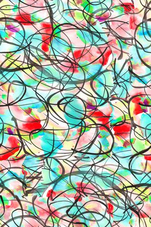 手绘线条印花华亿平台图片