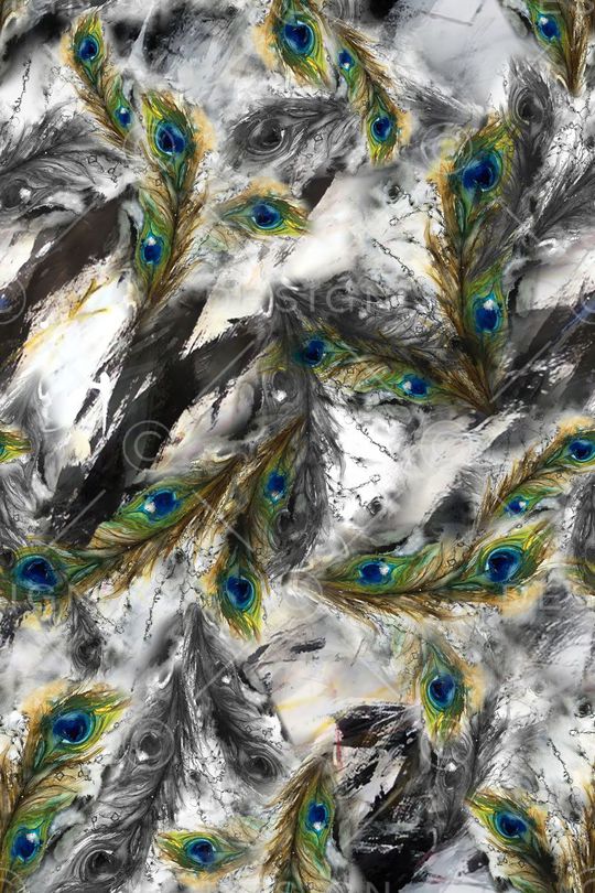 孔雀羽毛印花华亿平台图片